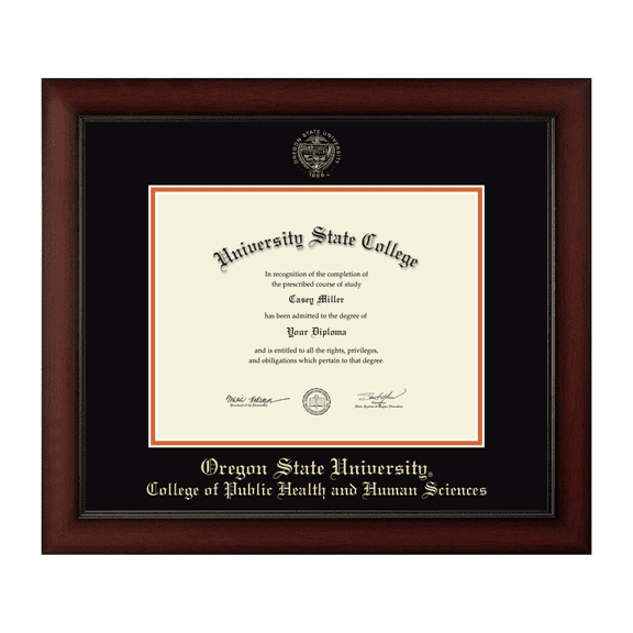 Framerly - Oregon State Public Health Diploma Frame with Black and Orange Mat