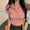 Pink, variant on Womens Summer V Neck Collared Work Tops Dressy Casual Short Sleeve Crop Shirts for Woman 2025 Trendy Cropped Tee