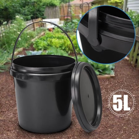 Download Food Storage Containers Plastic Paint Pail 5l Litre Durable Black Round Bucket With Lid And Handl Home Garden