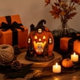 thumbnail image 4 of Halloween Acrylic Ghost Pumpkin 2D Ornament, Multicolor Acrylic Pumpkin House Tabletop Decor with Glowing Window Details for Fall and Halloween Home Display, 4 of 6