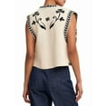thumbnail image 3 of Cowgirl Vest Western Outfit for Women Embroidery Vest Sleeveless Cropped Cardigan Boho Top White L, 3 of 7