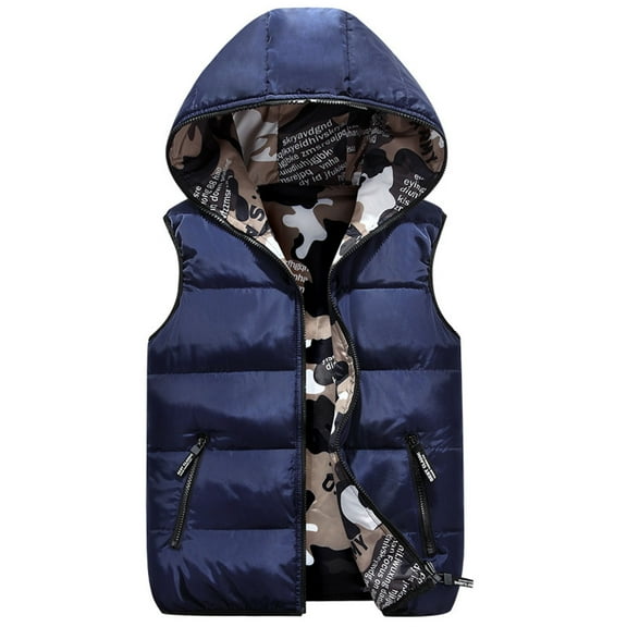 Utlike Boys Winter Jacket Hooded Vest Padded Camo Reversible Sleevelss Jacket Light Weight Coat For Boys Flexible Fit Size 3 Years-4 Years