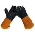 thumbnail image 2 of Leather Welding Protection Gloves Heavy Duty Black Welding Gauntlets Welders Cowhide Gloves, 2 of 5
