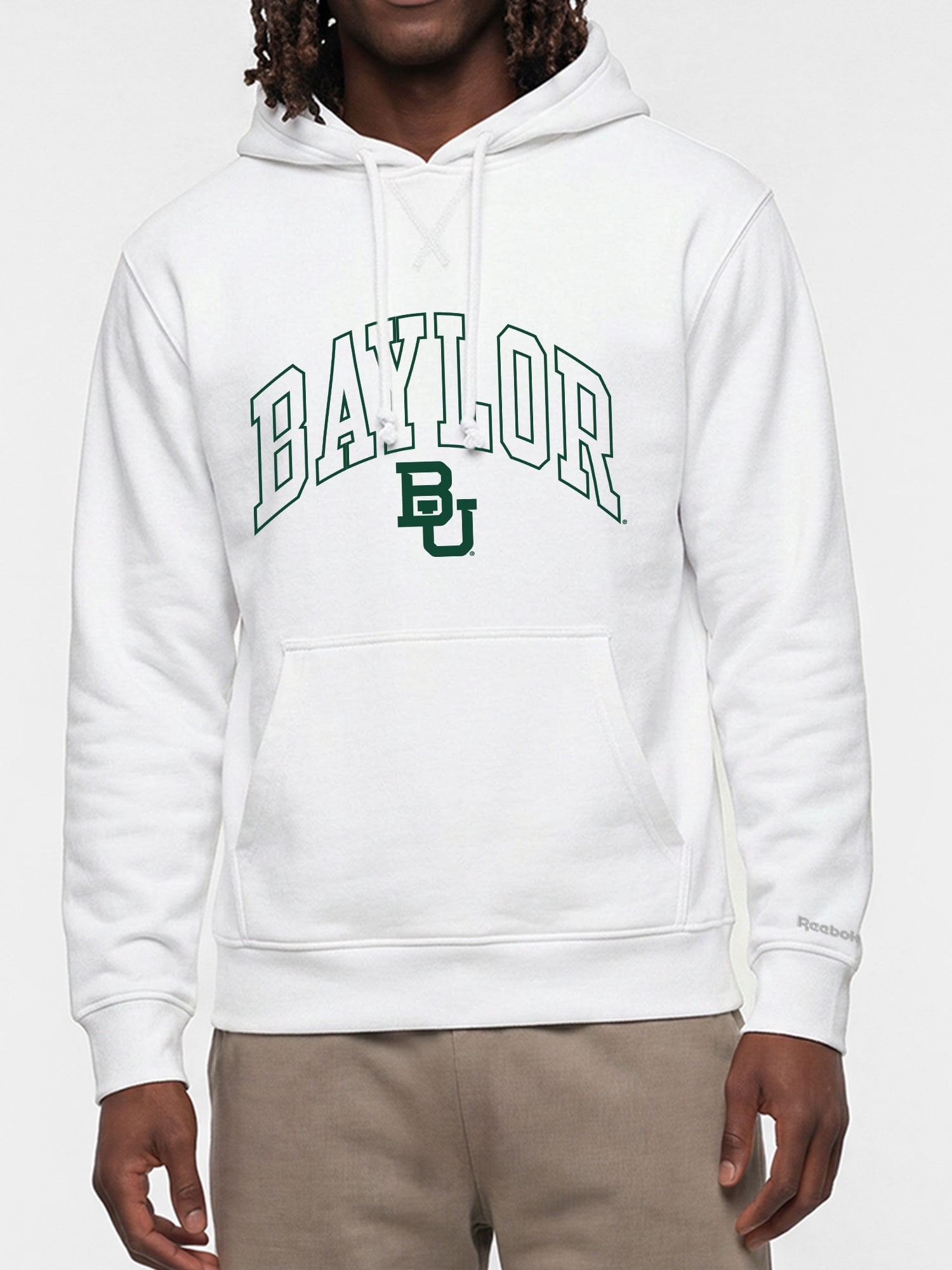 Baylor Bears Reebok Mens White Hooded Sweatshirt