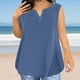 thumbnail image 2 of Camisas para mujer,Camisola de cuello en V para mujer, sin mangas, con botones, de imitación de tela, corte entallado, ideal para uso diario y en casa, sopatenor, 2 of 9