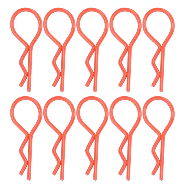 Juego de clips de carrocería de metal, forma de R, 13 mm, para coches RC, 10 piezas, color naranja, apto para escalas 1/5, 1/6, 1/8, 1/10