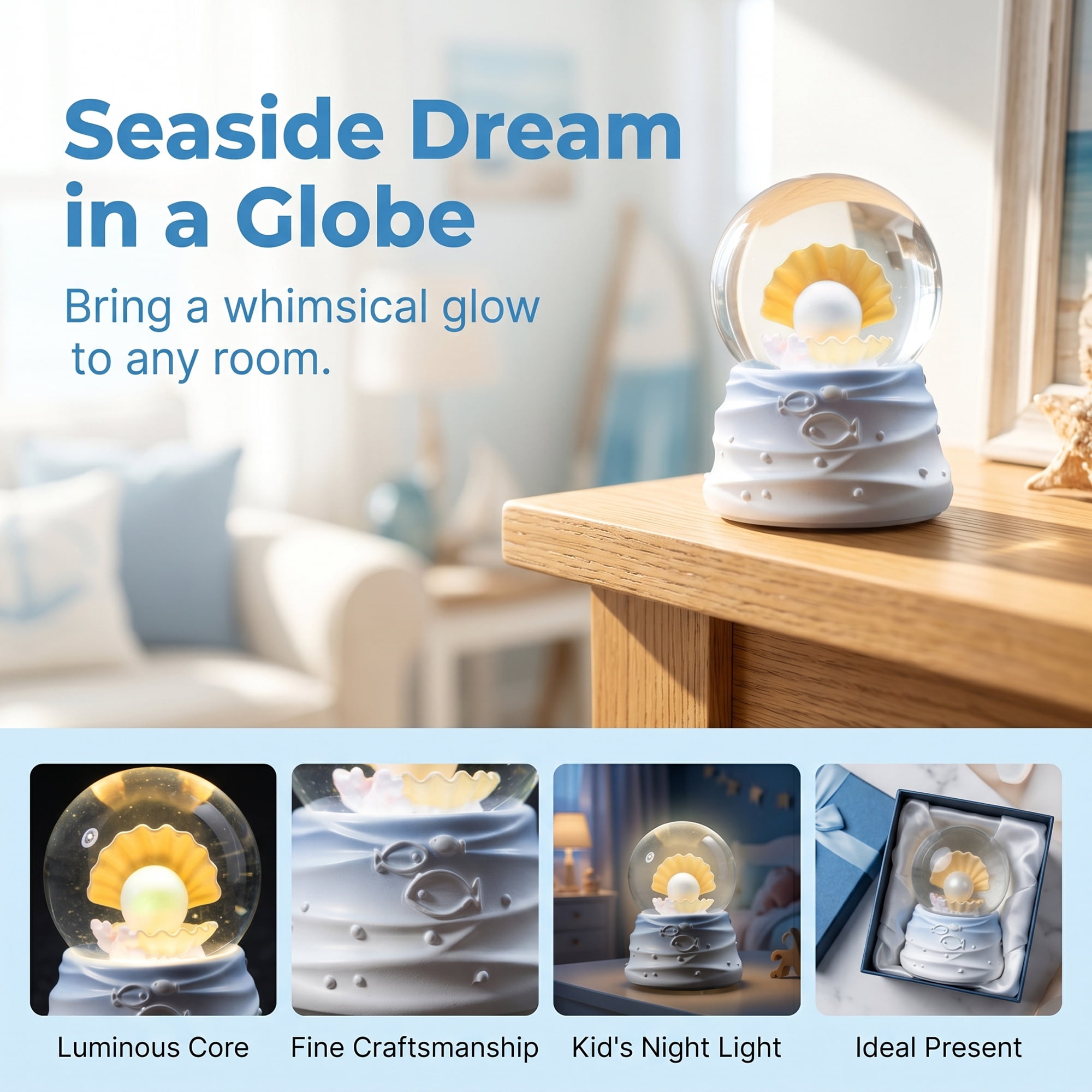 Unique Bargains Cute Cartoon Light Up Crystal Ball Mini Resin Figurine Snow Globe Blue