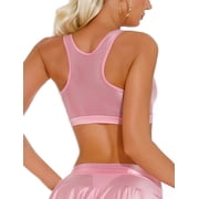 Women’s Glossy Tank Tops Solid Metallic Oil Glossy Crop Top Vest Shiny Compression Racerback Bra Tops Fitness Sports Gym Bustier Tank Bras for Party Club