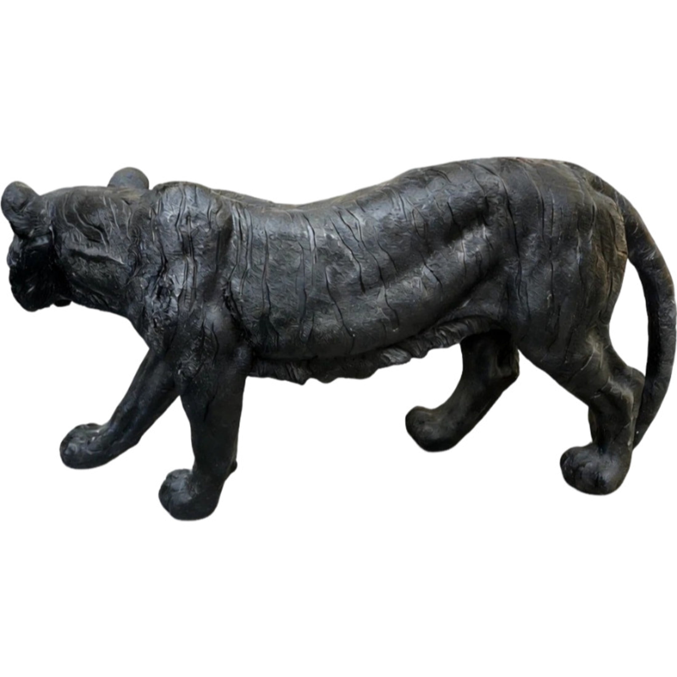 GDF Studio Black Tiger Resin Indoor/Outdoor Guardian Statue, Weather-Resistant Decor Figurine for Garden & Courtyard