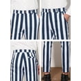 thumbnail image 6 of Unique Bargains Men's Striped Pants Business Skinny Fit Color Block Trousers 28 Blue White, 6 of 6