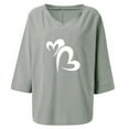 thumbnail image 4 of Aloohaidyvio Tops,Womens Tops Fashion Printed V- Neck Three Quarter Sleeve T-Shirt, 4 of 5