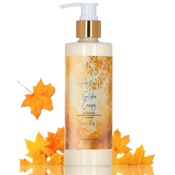 Lather Green Golden Canopy Fall Lotion for Body, Vanilla & Sandalwood, 8 oz