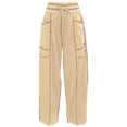 thumbnail image 5 of Lumtrix Womens Baggy Barrel Pants Wide Leg Lounge Drawstring Sweatpants with Pockets Elastic High Waist Trouser Khaki S, 5 of 8