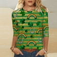 thumbnail image 4 of HOMBOM Womens St.Patricks Day Shirts Spring Irish Graphic Tees Shamrock Print 3/4 Sleeve Funny Multicolor Crewneck Tops for Women, 4 of 8