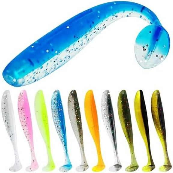 100Pcs Paddle Tail Swimbaits Soft Plastic Lures for Bass Trout Crappie Walleye with Box 2.8in/0.08oz$$Sport & Recreation Other