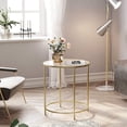 thumbnail image 3 of Vasagle Modern Tempered Glass End Table With Golden Metal Frame, 3 of 7