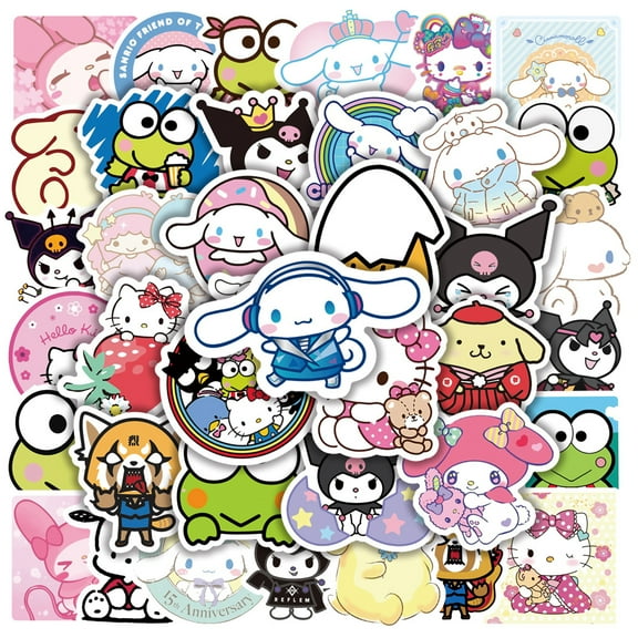 100pcs Cartoon Cute Kitty Melody Kuromi Cinnamoroll Anime Stickers Guitar Luggage Cup Computer Decals Gifts