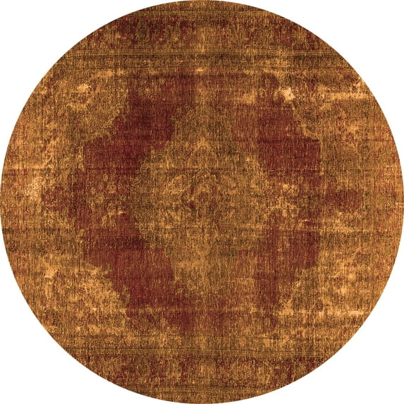 Ahgly Company Machine Washable Indoor Round Persian Orange Bohemian Area Rugs, 6' Round