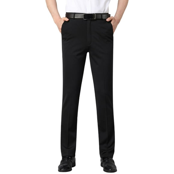 hoksml Men's Dress Pants Business Casual Pants Solid Color Suit Pants Classic Fit Flat Front Work Pants Pockets Zipper Button Pants 2025 Clearance