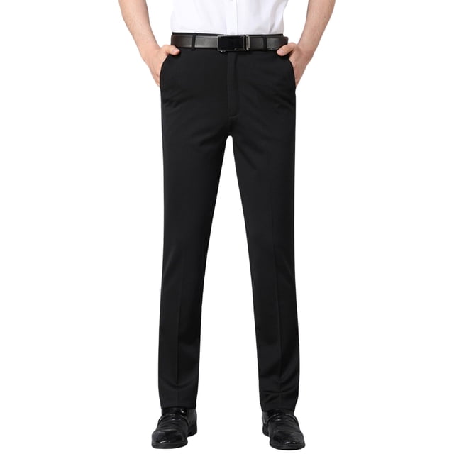 FRSASU Pantalon Habillé pour Homme Coupe Régulière Décontracté Affaires devant Plat Pantalon pour Hommes Infroissable Extensible Confortable Noir
