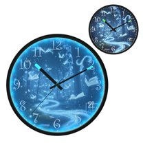 Voice Activated Clock with Glow Light 12 Inch Large Silent Wall Clock Battery Operated for Home Decor Books Flying