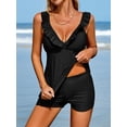 thumbnail image 4 of Charmo Tankini Swimsuits for Womens Ruffle V Neck Swimsuit with Boyleg Bottoms Two Piece Bathing Suit, 4 of 6