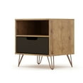 thumbnail image 5 of Rockefeller 1.0 Mid-Century- Modern Nightstand with 1-Drawer in Nature and Textured Grey, 5 of 5