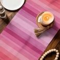 thumbnail image 2 of Happy Valentine's Day Cotton Linen Table Runner for Dining Kitchen, Valentines Pink Gradient Striped Wedding Outdoor Party Tablerunners, Dresser Scarf Coffee Tablecloth Runners 13x72 Inches, 2 of 8