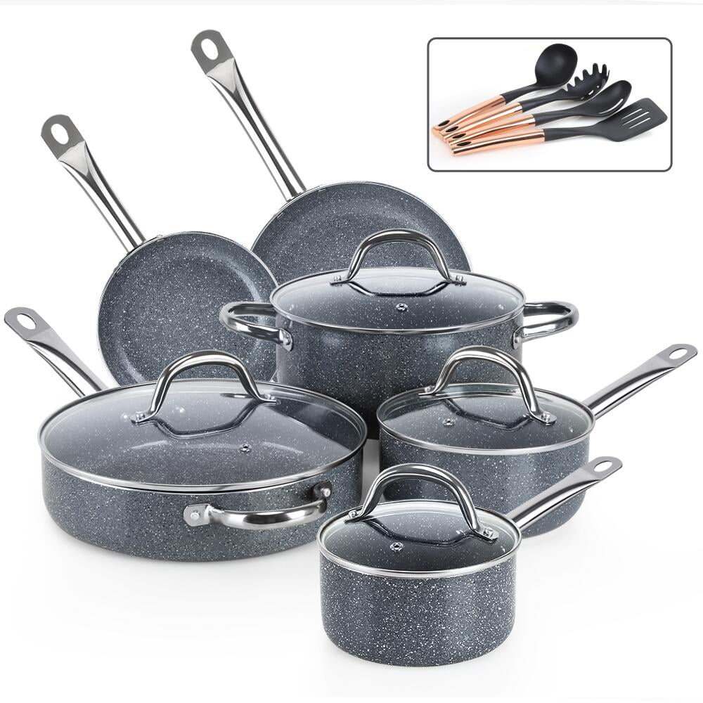 FGY 14 Pieces Pots and Pans  Nonstick Marble  Ceramic  
