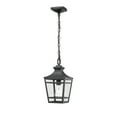 thumbnail image 3 of Modern Black Metal Outdoor Pendant Light with Clear Glass Shade, 14.5" Farmhouse Exterior Hanging Fixture for Patio Front Porch Entryway Foyer (1 Pack), 3 of 9