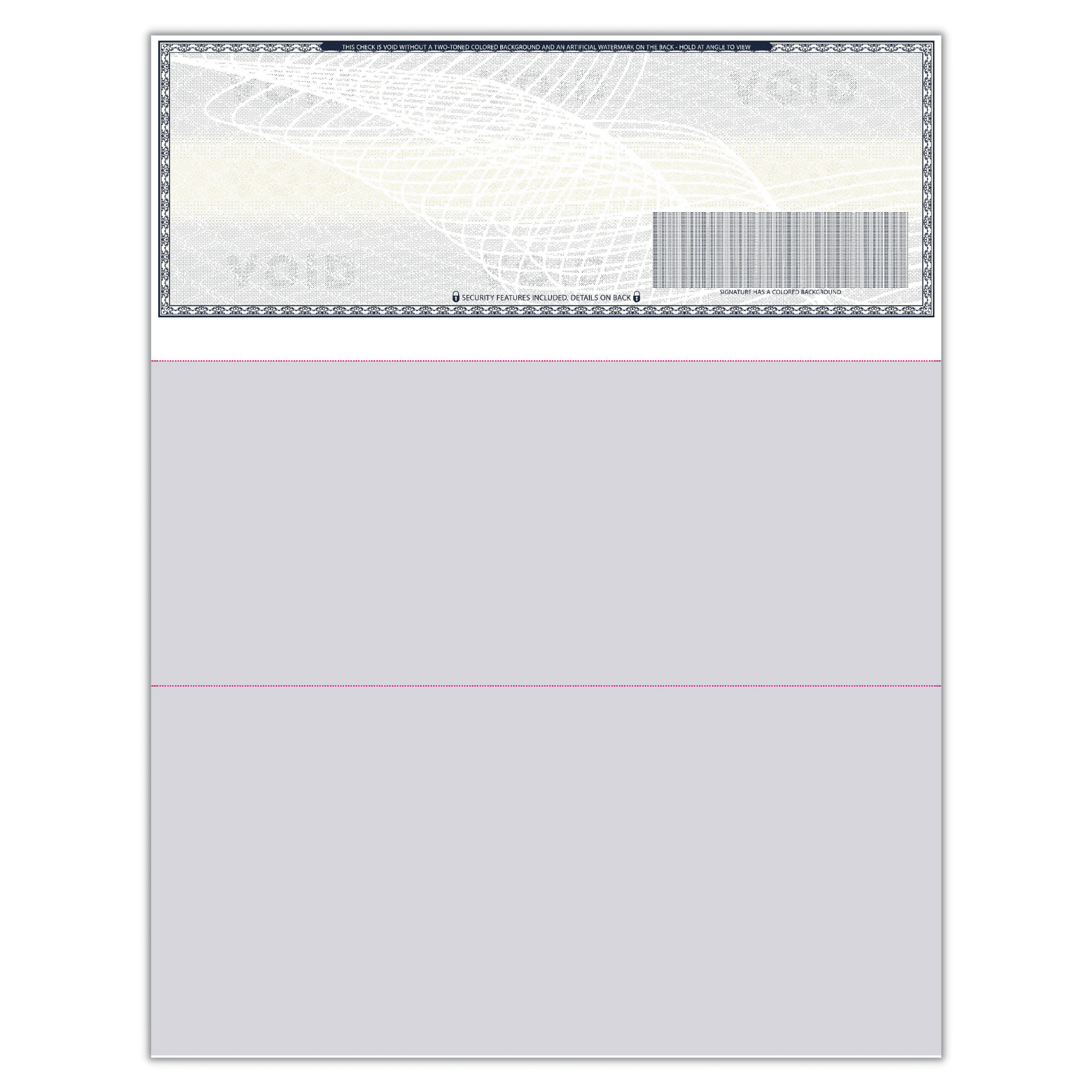 Compuchecks 2000 High Security Blank Check Stock - Checks on Top Two Perforated Vouchers on Bottom Compatible with QuickBooks, & Laser or Inkjet Printers, Check Paper Weight # 70 (Dark Blue Art Deco)