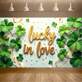 thumbnail image 4 of Lucky in Love St. Patrick's Day Banner with Shamrocks and Stars Backdrop Photography Decor Party Supplies Clover Celebration Decoration, 4 of 7