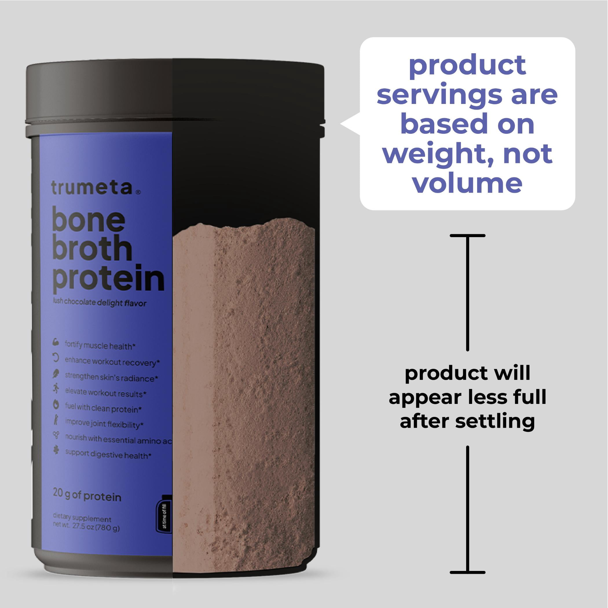 Trumeta Beef Bone Broth Protein Powder - Purified Collagen Powder With 9 Amino Acids for Muscle and Skin Health