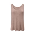 thumbnail image 5 of Women's Sleeveless Knit Beach Top Casual Solid Color Camisole Tank Top Lightweight Breathable Summer Vacation Beachwear Swim Cover Up Top, Khaki Size L, 5 of 9