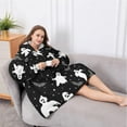 thumbnail image 5 of Oversized Wearable Blanket Hoodie,Black Halloween Ghosts Bats and Stars Sherpa Blanket Hoodie with Super Pockets,Super Warm Fuzzy Pullover for Women & Men, 5 of 6