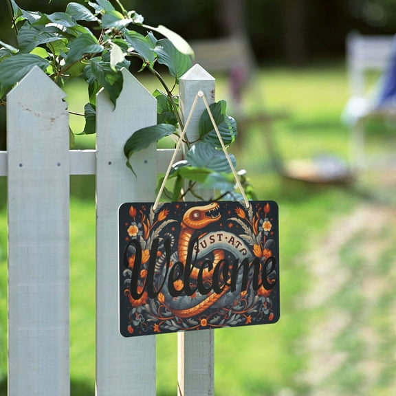 Tribal Snake Leaves Welcome Sign for Front Door Porch Wreath Door Sign Home Decoration Rustic Farmhouse Style