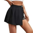 thumbnail image 4 of Weiqiqre Womens Skirt High Waist Pleated Button Skort Asymmetrical Skirt Shorts, 4 of 7