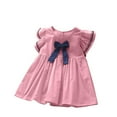 thumbnail image 3 of Fatuov Kids Girls Summer Dress Solid Color Crew Neck Short Sleeve Midi Casual Dress Breathable Cotton Play Dress Pink, Sizes 6T, 3 of 4