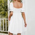 thumbnail image 2 of Defitshape Women's Short Sleeve Dresses Short Sundress Ruffle Ruched Fall High Waist Casual Elegant Fashion Dress White XX-Large, 2 of 4
