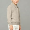 thumbnail image 5 of OGLCCG Boys Long Sleeve Sweaters Spring Fall V Neck Button Collar Pullovers Kids Solid Color Classic School Uniform Shirt 2-10 Years, 5 of 5