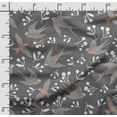 thumbnail image 2 of Soimoi Bird Printed, Japan Crepe SatinFabric, by The Yard 54 Inch Wide, Decorative Sewing Fabric for Dresses Kimonos Gowns, Gray, 2 of 5