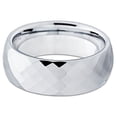 thumbnail image 2 of Polished Silver Tungsten Wedding Band Faceted Diamong Tungsten Ring 8mm Tungsten Carbide Band Comfort Fit Mens Womens, 2 of 3