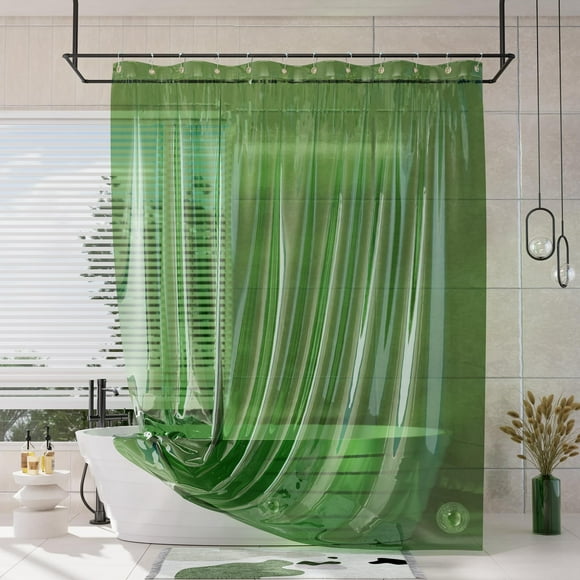 Forro de cortina de ducha AmazerBath, 100% EVA, suave y transparente, verde