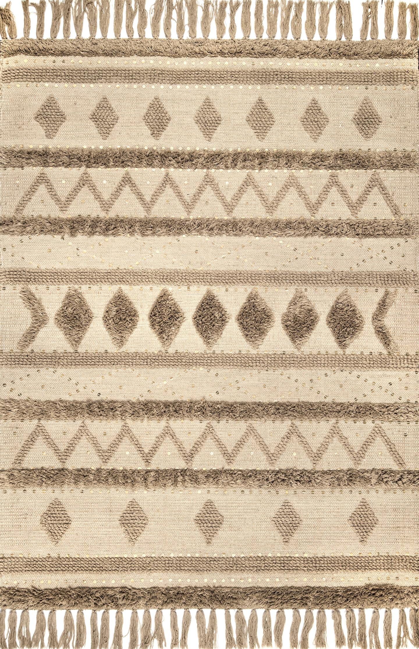 nuLOOM Lauretta Tassel Wool Area Rug, 7' 6" x 9' 6", Beige