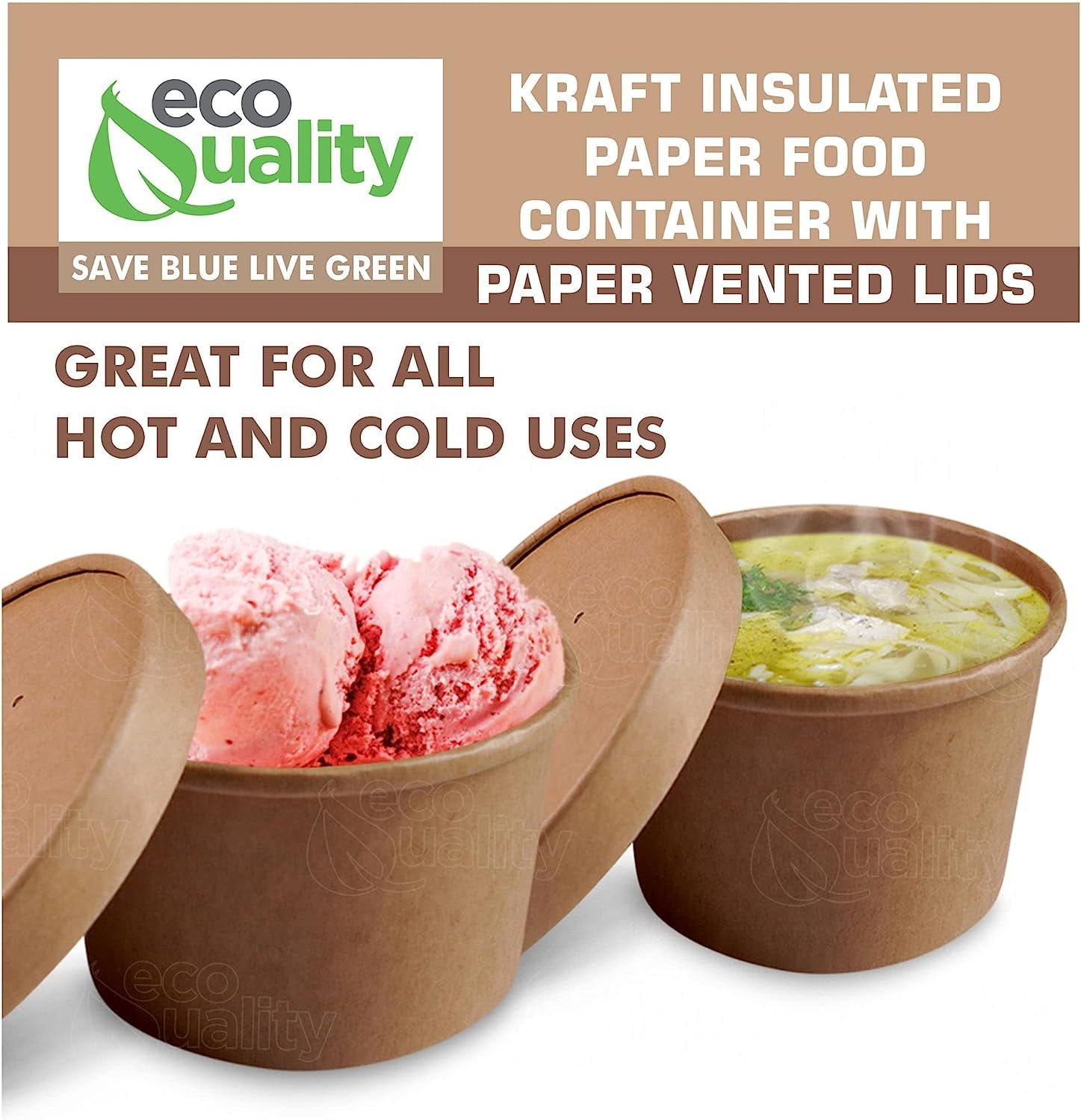 Eco Friendly Kraft Soup Bowls | Kraft Disposable Food Cups with Lid | Brown  Containers - Soup Cups Great for Restaurants, Take-Outs, Or Disposable