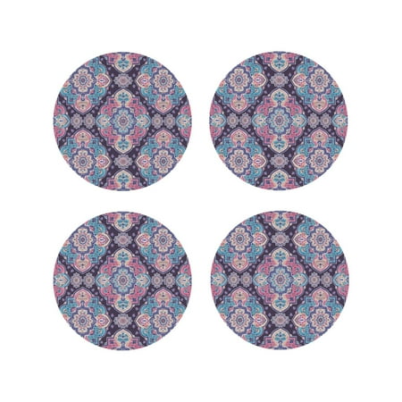 

Drink Coasters Set of 4 Mandala Boho Pattern Leather Coasters for Coffee Table Protector Heat Resistant Cute Coasters for Home Decor Housewarming Gifts Bar Kitchen 4 Inch Round Shape