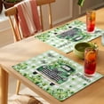 thumbnail image 4 of St. Patrick's Day Placemats Set of 12 Green Truck Leaf Flowers Butterfly Plaid Place Mats Indoor Wipeable Table Mats Washable Dining Table Placemats for Kitchen Holiday Party Home Decor 13x19 Inch, 4 of 9