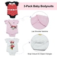 thumbnail image 5 of Disney Clothes Baby Girls 3-Pack Bodysuits – Minnie Mouse Short Sleeve Outfit Set (Black/White/Red) – 0/3M, 5 of 5