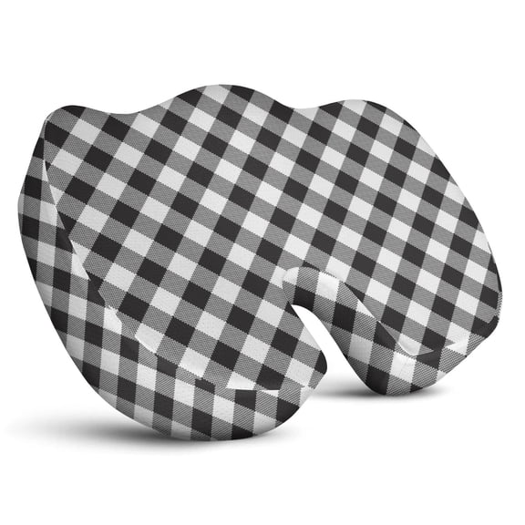 Premium Plaid Pattern Memory Foam Seat Cushion Ergonomic Chair Pad for Office Chair, Car, Airplane & Bleachers Sciatica, Tailbone Hip & Back Pain Relief - Chair Cushion for Long Office Workers.