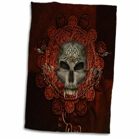 Awesome Skull Design - 3dRose Awesome skull with spider, tribal design - Towel, 15 by 22-inch